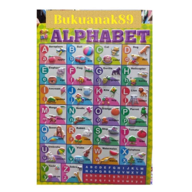 Poster Timbul Poster Edukasi Poster Anak Huruf Abjad Besar & kecil
