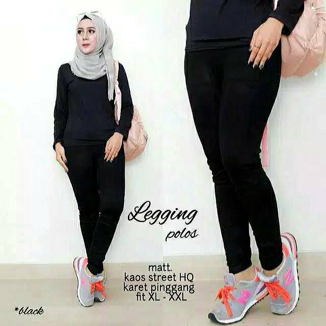 LEGGING POLOS IMPORT HITAM / LEGGING IMPORT MURAH / LEGGING POLOS HITAM