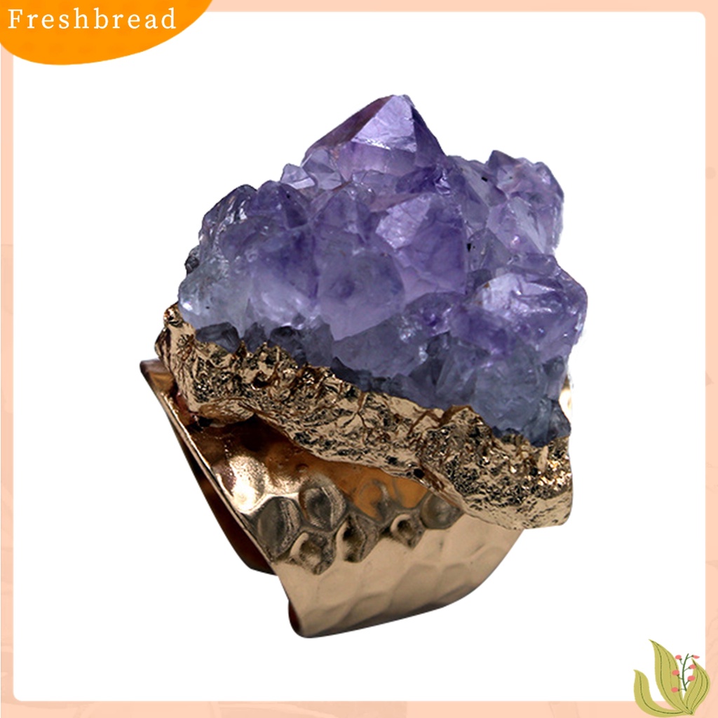 Terlaris Retro Adjustable Open Band Natural Amethyst Finger Ring Jewelry Accessory Gift