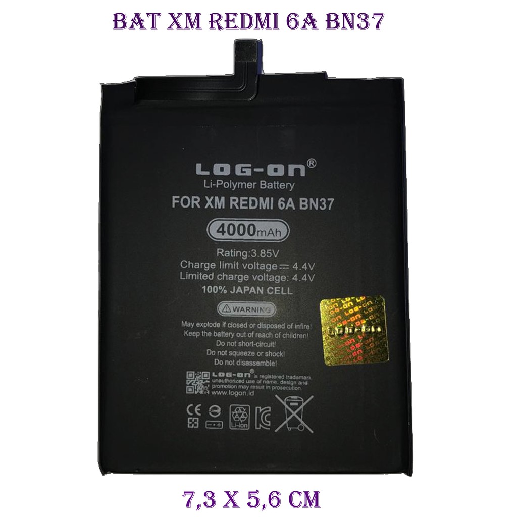 BATERAI XIAOMI REDMI 6A BN37 BATRE DOUBLE POWER BATTERY LOG-ON | Shopee