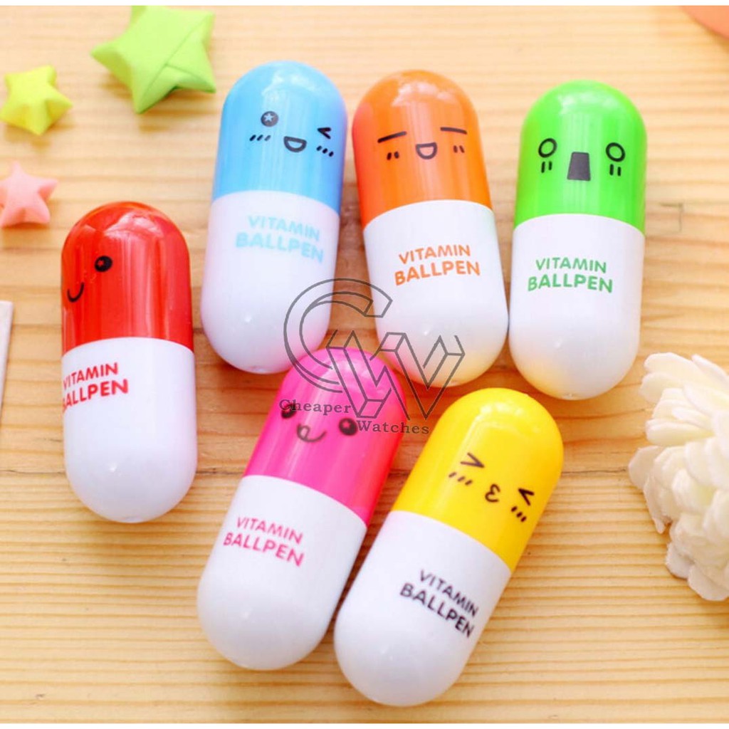 Cheaper-Pulpen Emotion Vitamin Mini Kapsul Pena Souvenir Pena Lucu Unik Vitamin Ballpen