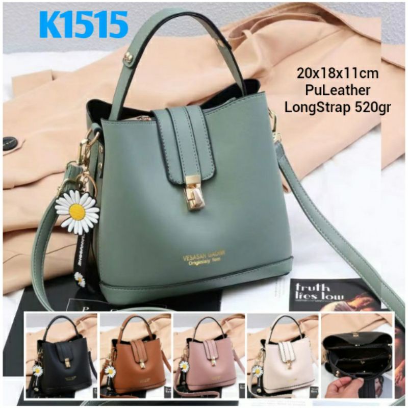 Gij. 1kg2 Bucket Bag Tas Handbag Selempang Wanita Bunga  K1515 T1750  DAISY SLING HAND BAG Tas BATAM