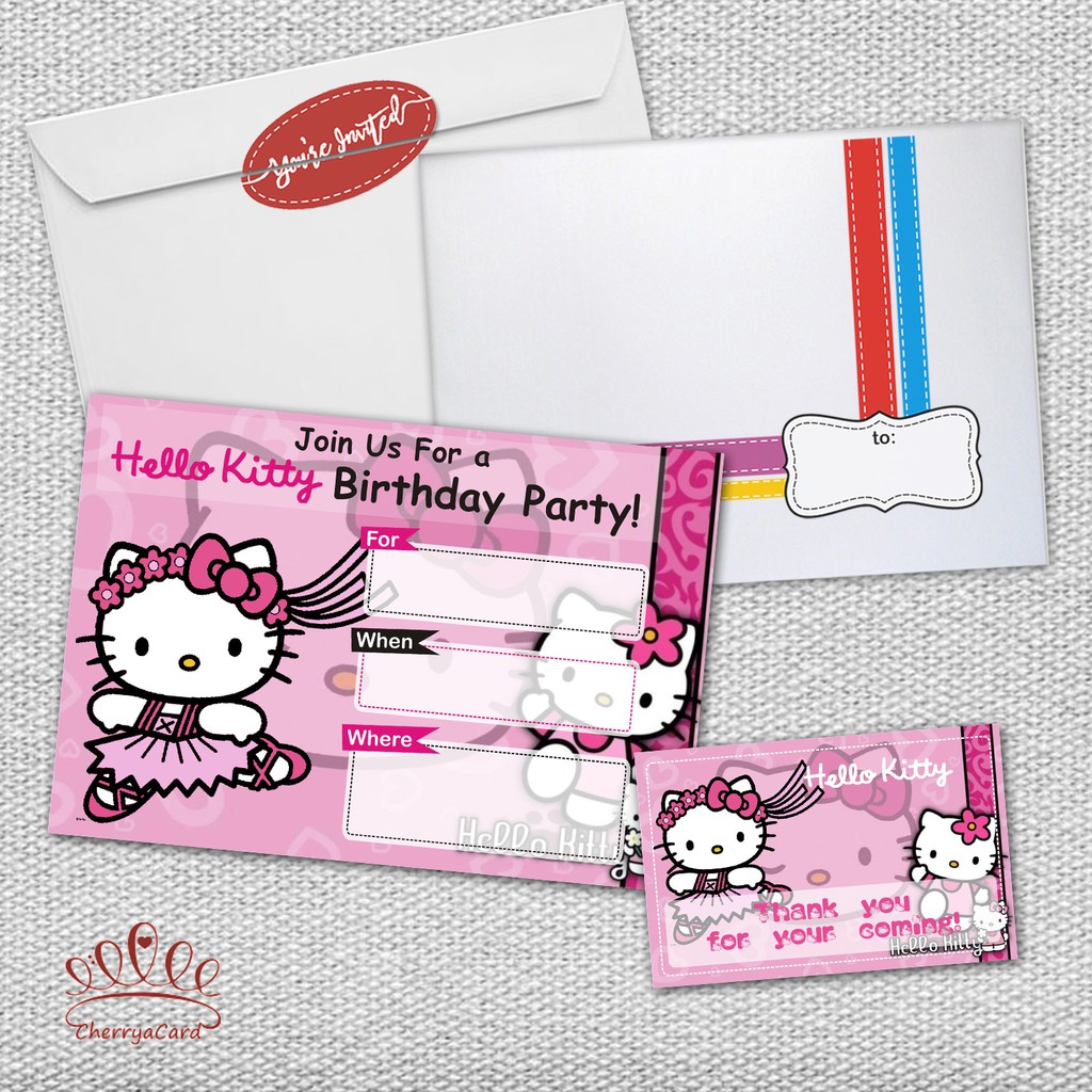 Undangan Ulang Tahun Isi 20 Pcs Blank Birthday Invitation Hello Kitty