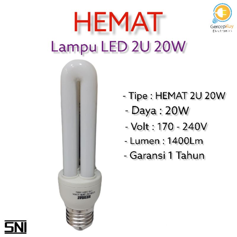 Lampu PLC LED Hemat 2U 20W E27