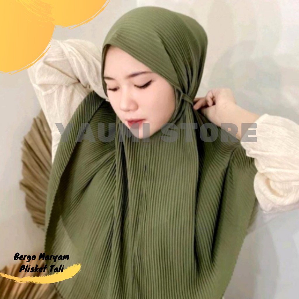 Jilbab Instan Bergo Maryam Plisket Tali Premium