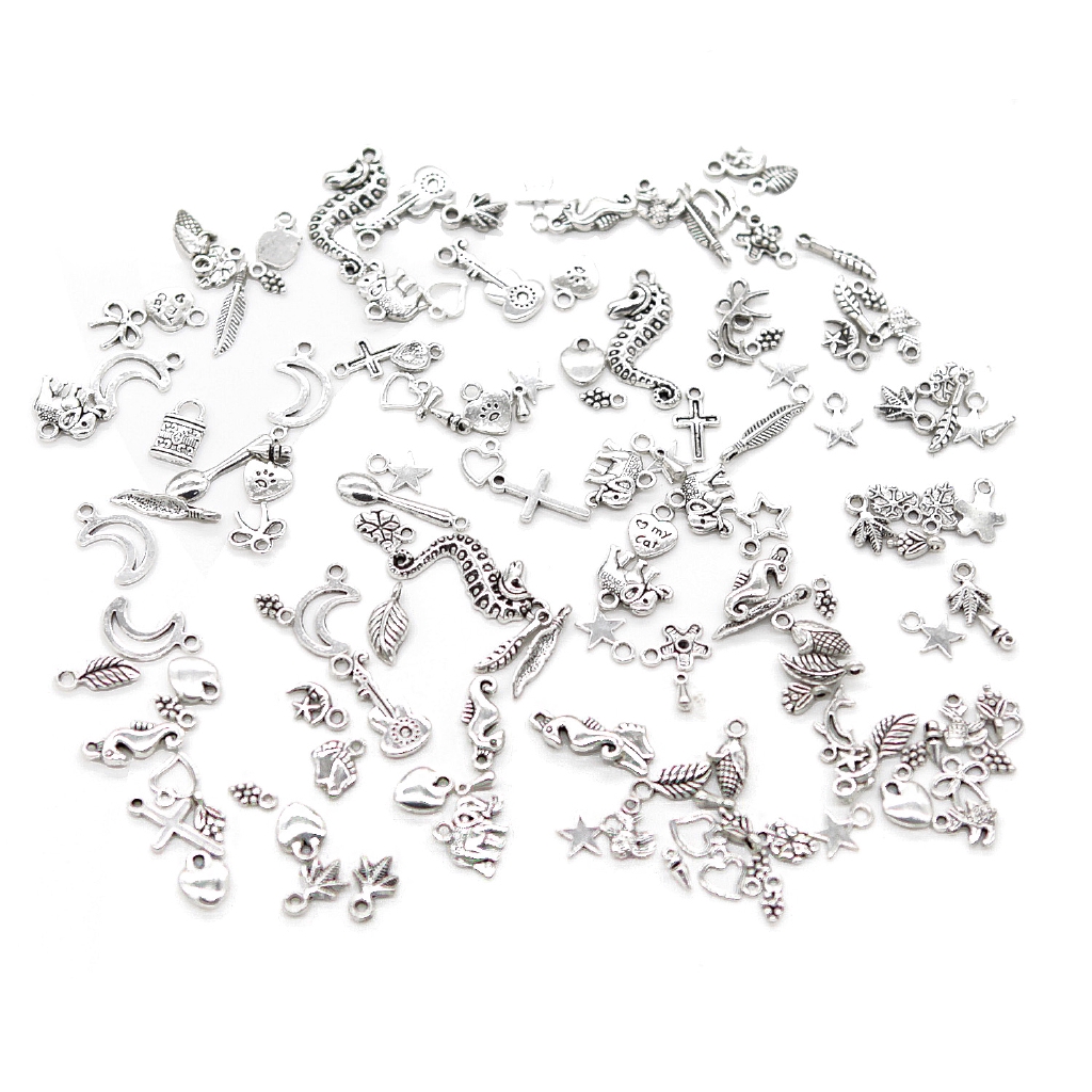 [100Pcs Mixed Styles][Tibetan Silver Metal Charms Pendants][Suitable for Necklace,Bracelets,Earrings,Jewelry DIY Making]