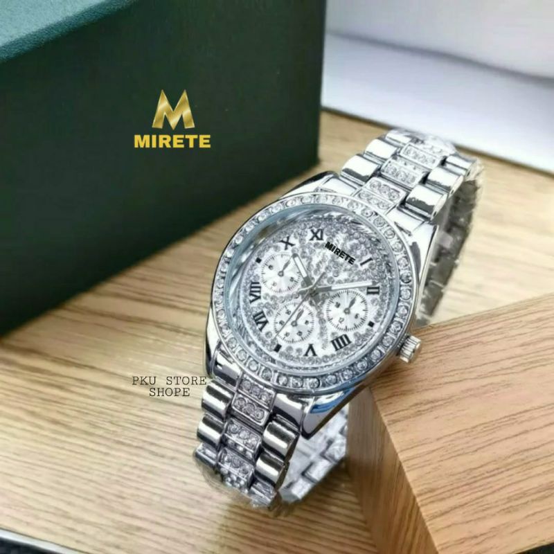 Jam Tangan Wanita DIAMOND kekinian terlaris tahan air || jam tangan wanita mirete model permata terbaru Free batrai cadangan || jam tangan cewek cantik || jam tangan wanita murah || jam tangan wanita mirete original bayar di tempat