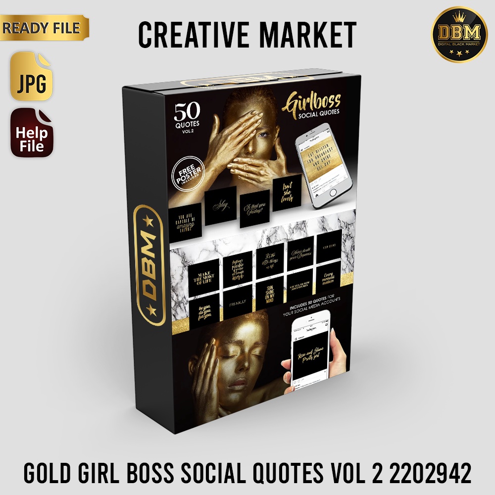 Gold Girl Boss Social Quotes Vol 2 - JPEG Ultra HD