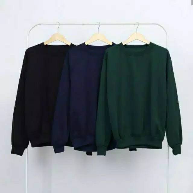 Crewneck polos unisex pria/wanita premium Fleece Tebal
