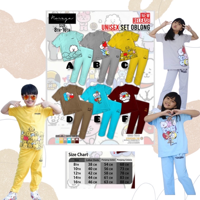 Stelan Baju Celana BT21 by Novaga