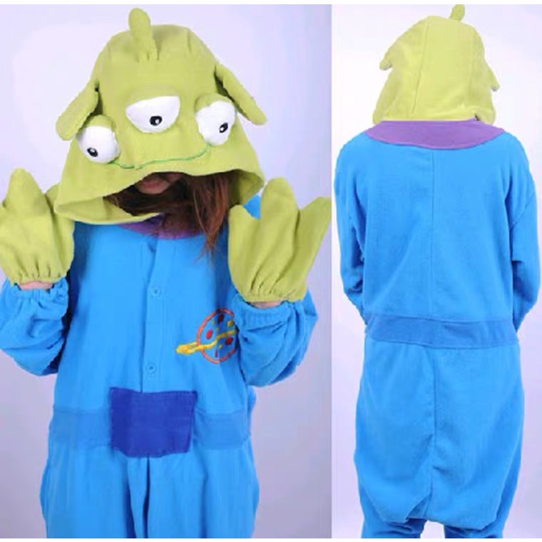 KOSTUM BAJU ONESIE ALIEN LITTLE GREEN MEN TOY STORY KIGURUMI COSPLAY LEMBUT