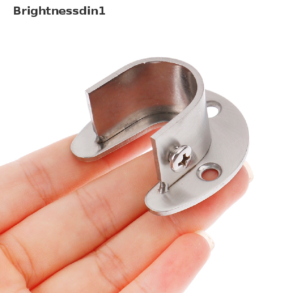 (Brightnessdin1) Holder / Dudukan Batang Flens 19 / 22 / 25 / 32mm Bahan Stainless Steel Untuk Lemari Pakaian