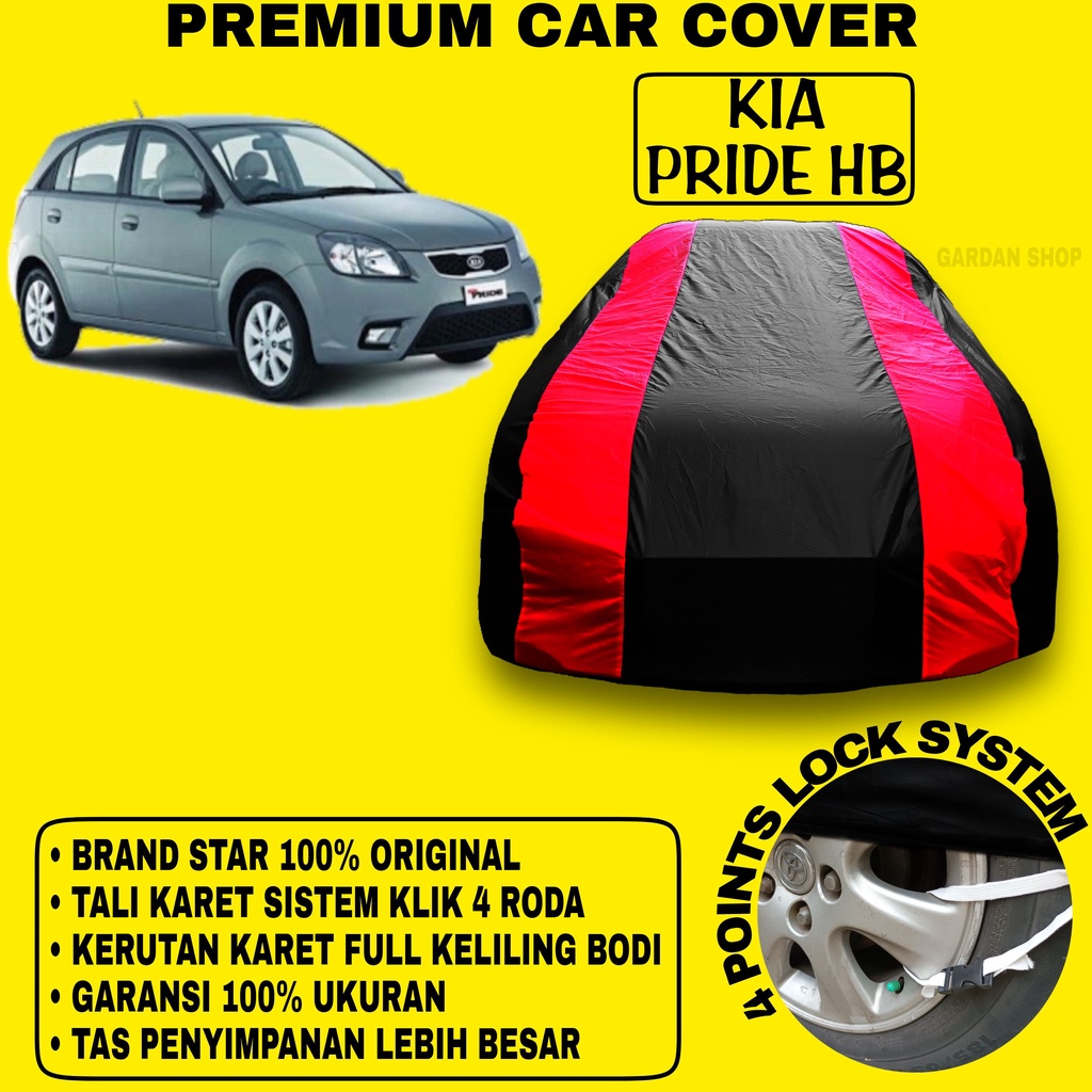 Body Cover KIA PRIDE HB Sarung Strip MERAH Penutup Pelindung Bodi Mobil Kia Pride Hb Waterproof Premium Cover