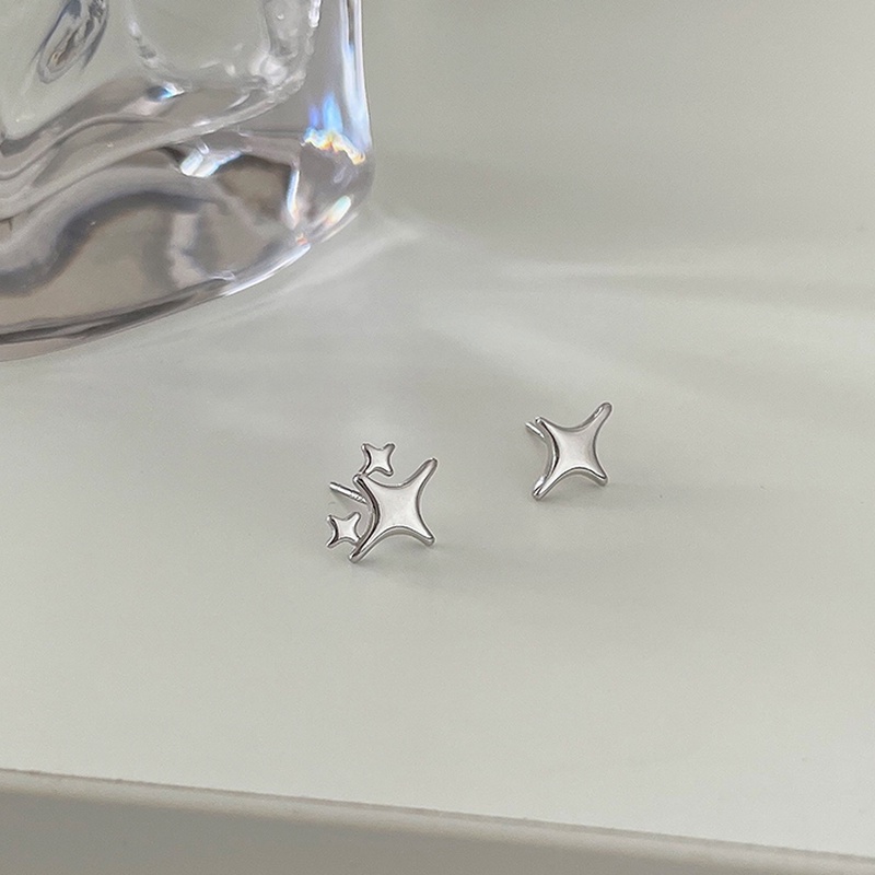 Papaozhu Trendi S925 Perak Bintang Kecil Stud Anting-Anting Untuk Wanita Gadis Fashion Telinga Perhiasan Kreatif Bintang Anting-Anting Aksesoris Sehari-Hari