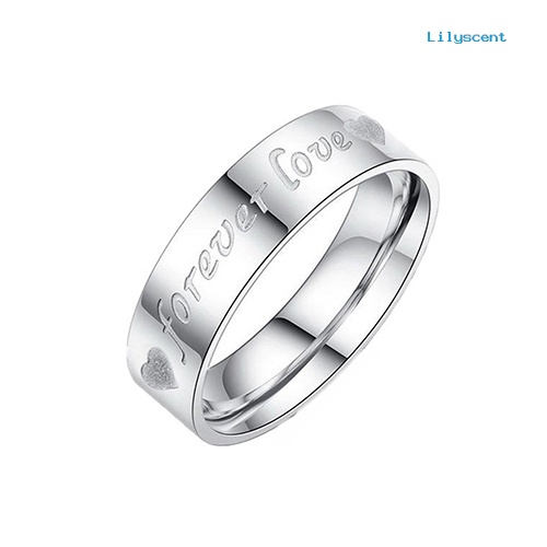 Ls Cincin Pasangan Motif Print Tulisan Forever Love Untuk Pria / Wanita