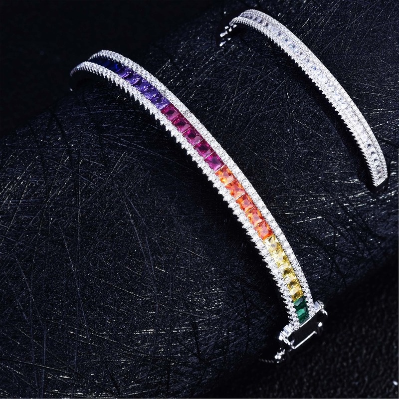 Light Luxury Color Double-Sided Inlaid High Carbon Diamond Zircon Buckle Bracelet