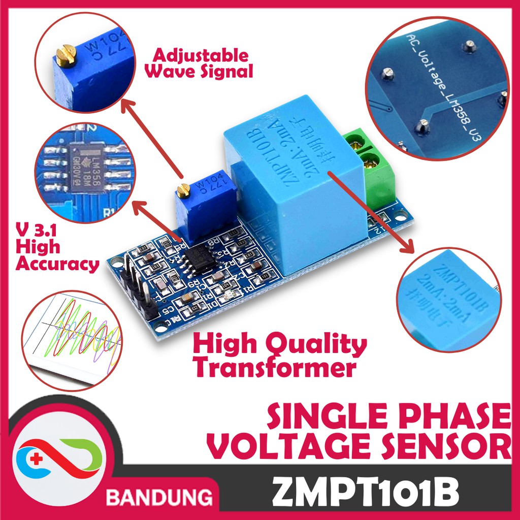 ZMPT101B VOLTAGE TRANSFORMER MODULE AC ACTIVE OUTPUT VOLTAGE SENSOR