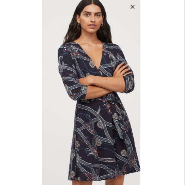 H&M V-Neck Dress Blue Original 100%