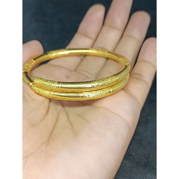 Gelang lapis mas model keroncong bambu,ukuran free size (bisa dibesarkecilkan,bisa disepuh ulang