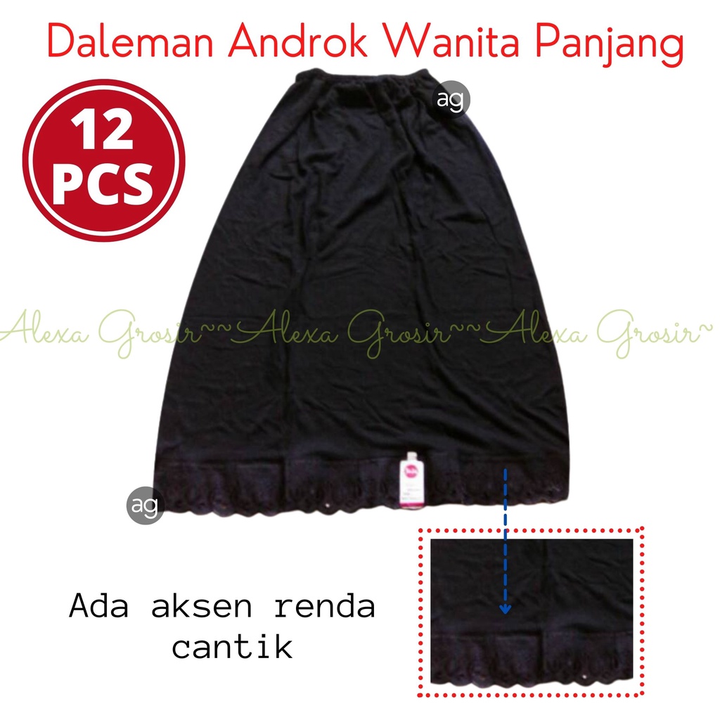 GROSIR 12 PCS Androk Hitam / Daleman Rok Muslim