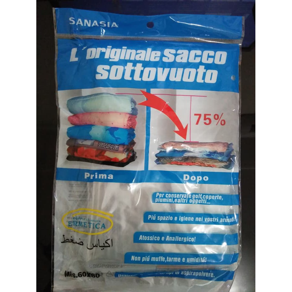 PLASTIK VACUUM BAG UNTUK PAKAIAN / VAKUM / VACUM ( 60 X 80 ) BIRU