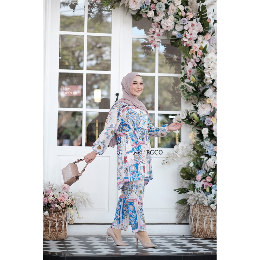 [COD] Nia One Set Abstract by BGCO.ID || Setelan Rayon Premium Wanita Oversize Daily Home
