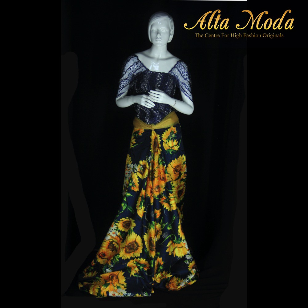 

Alta Moda Kain Jacquard Organza Motif Sunflower Kuning - Navy (1M)