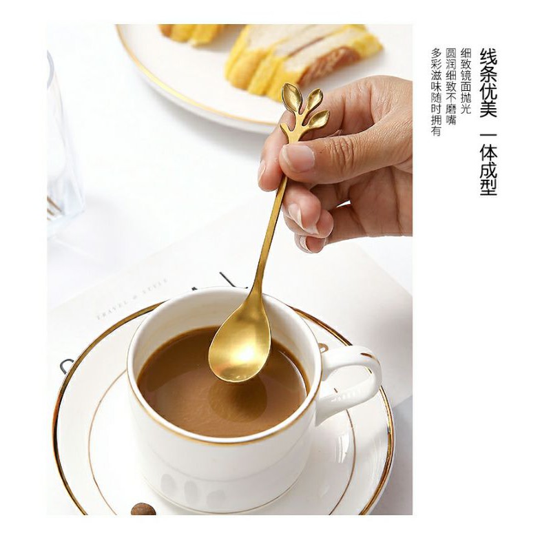 SENDOK TEH GOLD / SENDOK GOLD MOTIF DAUN / SENDOK KOPI