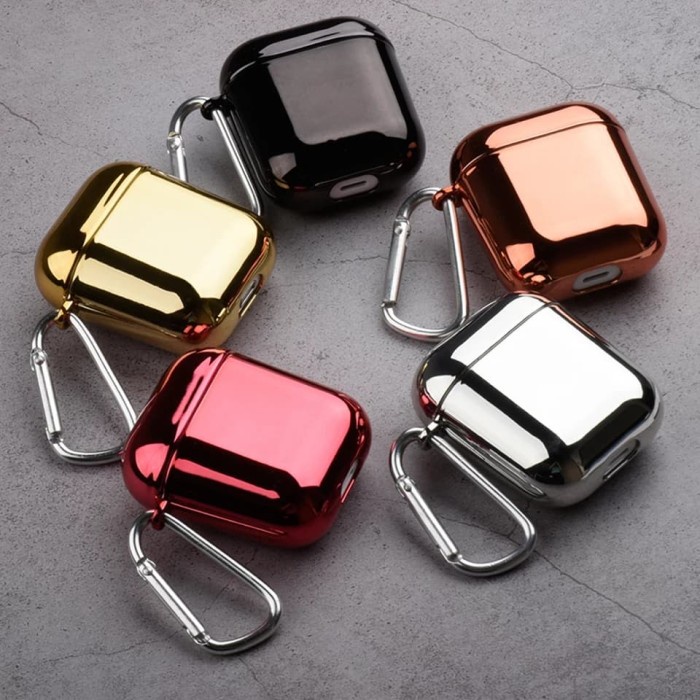 Plating Softcase Airpods 1 Airpods 2 Airpods Pro Case free Carabiner - Airpods Hitam