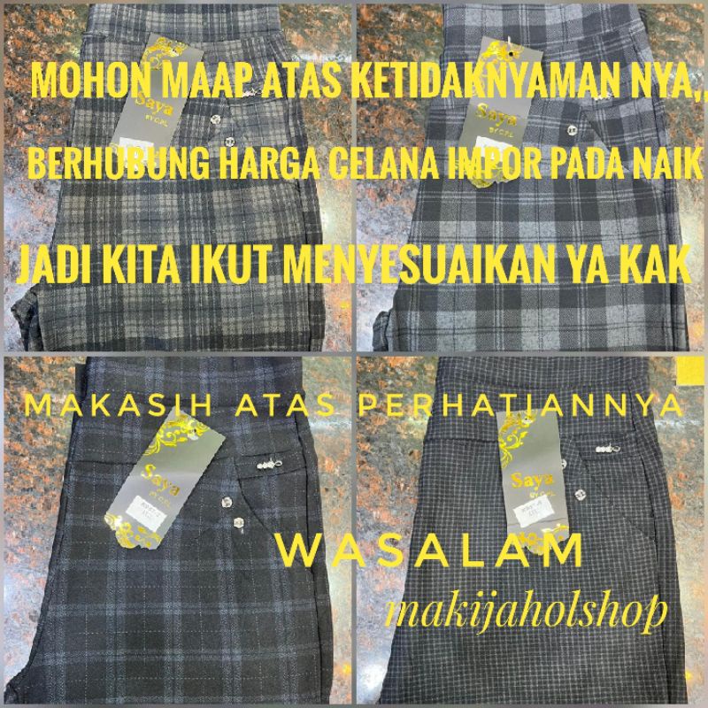 CELANA IMPOR TERBARU KOTAK DAN SALUR BAHAN STRET