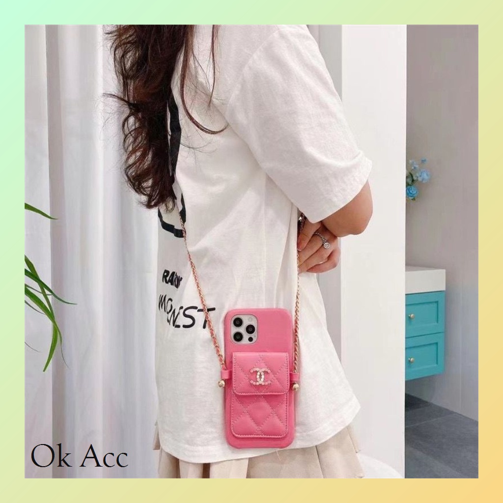 FH30 Pouch Kecil CHA*NEL + Tali Case Iphone X/Xs Xr Xs Max 11 11 Pro 11 Pro Max 12/12 Pro 12 Pro Max 13 13 Pro 13 Pro Max