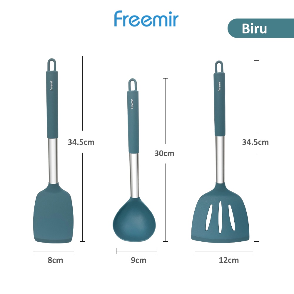freemir Sendok Spatula Silikon Sutil menggoreng menumis warna Biru