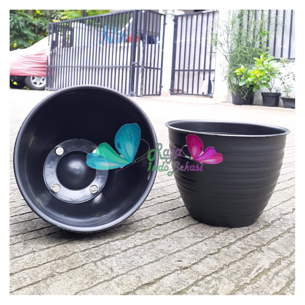 Pot Tawon Mdn 15 Cm Hitam Motif Tawon - Pot Plastik 15CM Vas Bunga Hias Bukan Pot Tawon Putih Madu