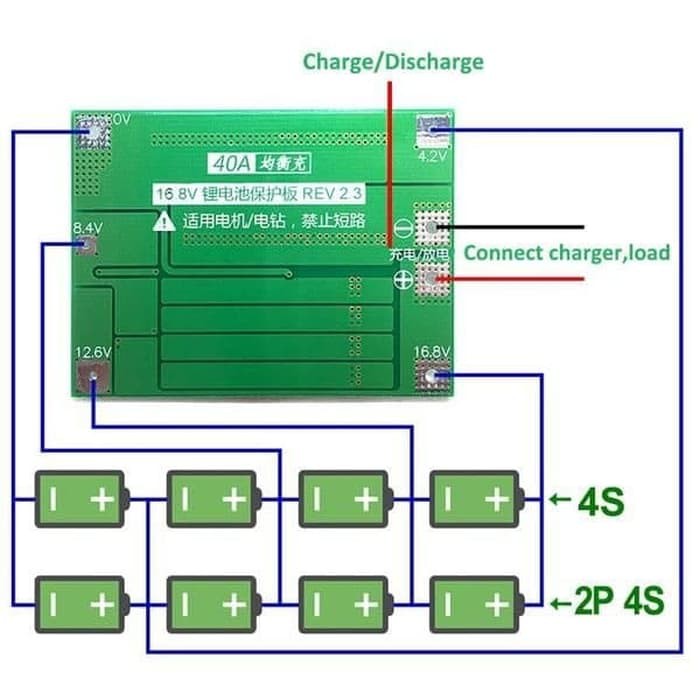 4S 16.8V 40A BMS Charger Li-ion Lithium Battery Protection Board