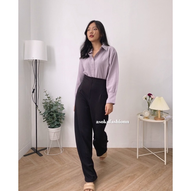 ASOKA Hana Highwaist Cullote Pants - Celana Kulot Highwaist Celana Wanita