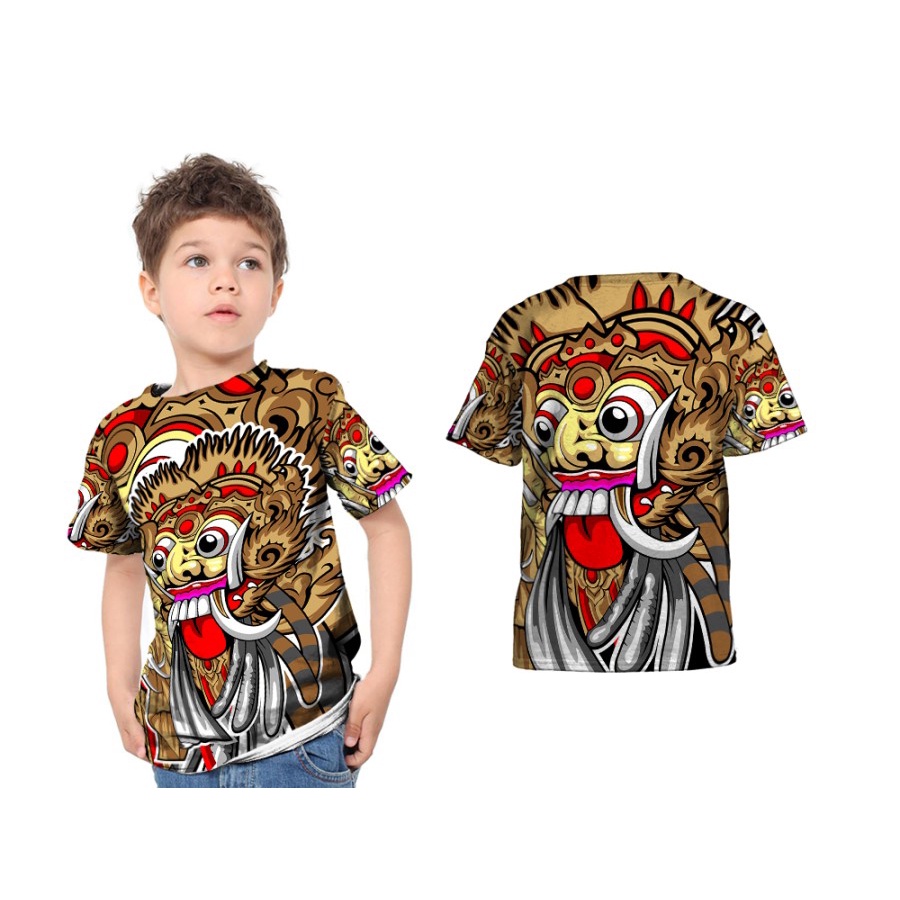 indiCustom Baju Kaos T-Shirt Anak Barong Bangkung Bali FullPrint