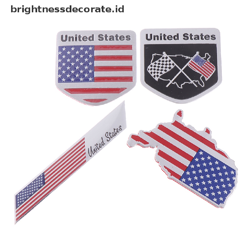 1pc Stiker Badge Motif Bendera Amerika Bahan Alloy Untuk Mobil / Motor