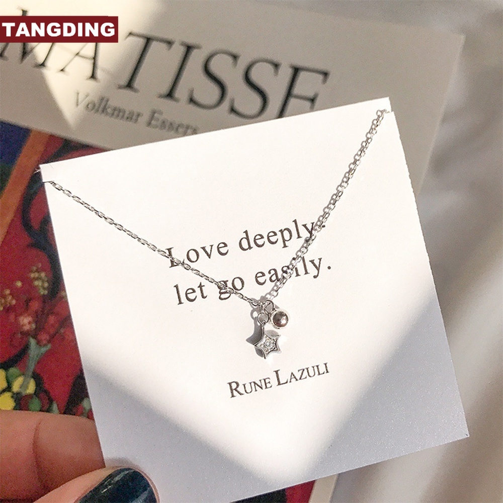【COD Tangding】Kalung Rantai Pendek Liontin Bintang Dan Lonceng Gaya Retro Untuk Wanita