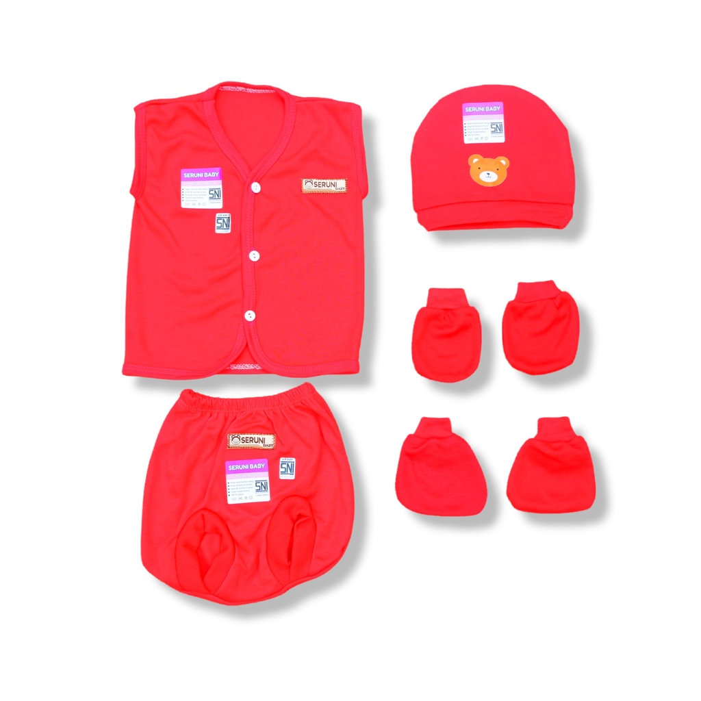 SERUNI BABY - Set Setelan Baju Bayi Topi Kupluk Sarung Tangan Kaki SNI Motif  Wartu