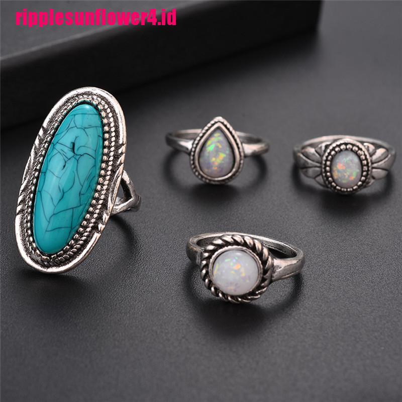 8pcs / Set Cincin Buku Jari Aneka Bentuk Warna Silver Gaya Bohemian Untuk Wanita