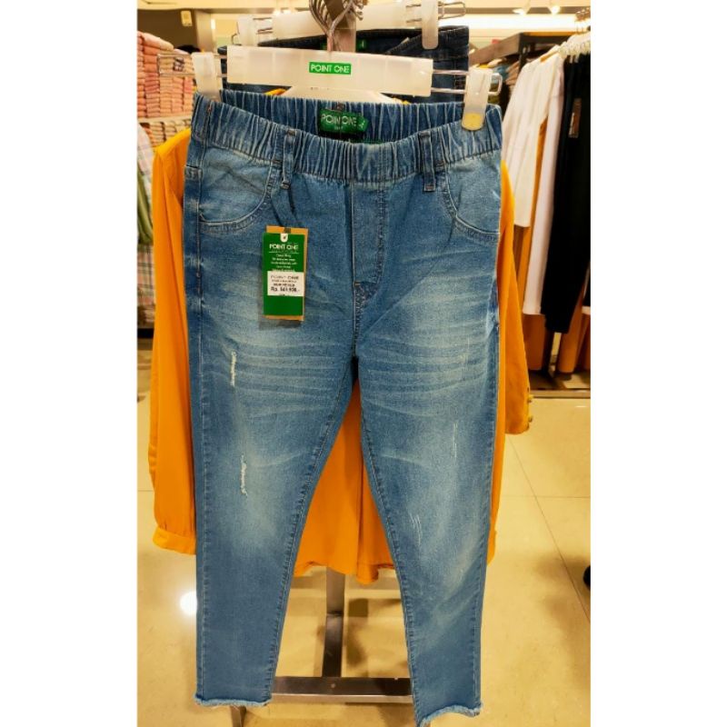 celana jeans wanita pinggang full karet point one original