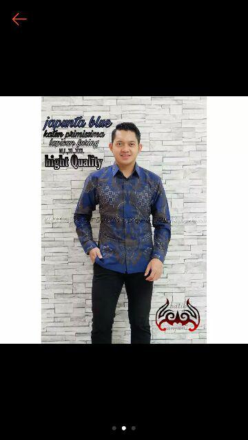 Japunta Blue Kemeja Batik Pria Full Furing Katun Primisima Batik Solo Batik Warna Navy Dongker