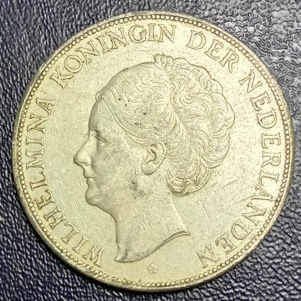 GRATIS ONGKIR koin silver perak Belanda ratu Wilhelmina 2.5 Gulden 1932 KPL333