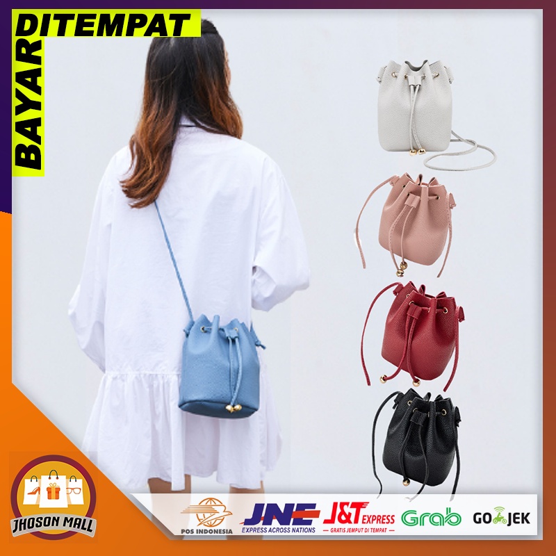 JM Tas Selempang Wanita / Tas Serut Fashion Korea Import Kulit PU Murah Jakarta T80