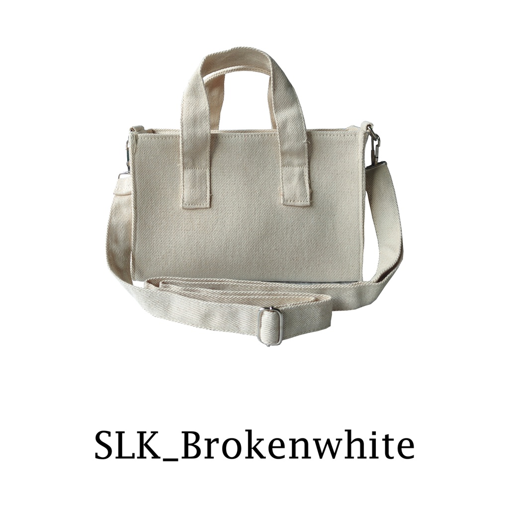 Slingbag Kanvas Wanita 22x14x9cm Sling Bag Bisa Jadi Hand Bag Motif SLK_Brokenwhite