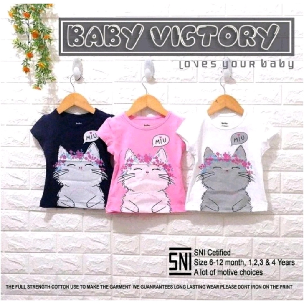 BABY VICTORY GIRL KAOS ANAK PEREMPUAN 1-4 th Atasan Kaos Anak