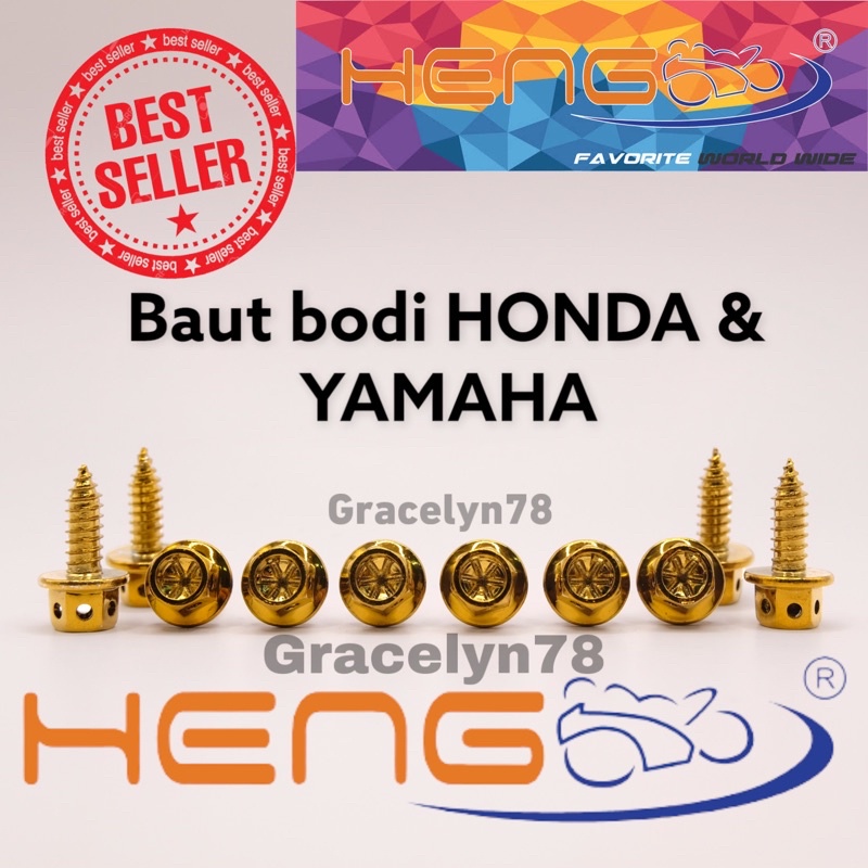 Baut body probolt flower gold stenlies tersedia untuk segala jenis motor heng original harga 1PACK ISI 20pcs