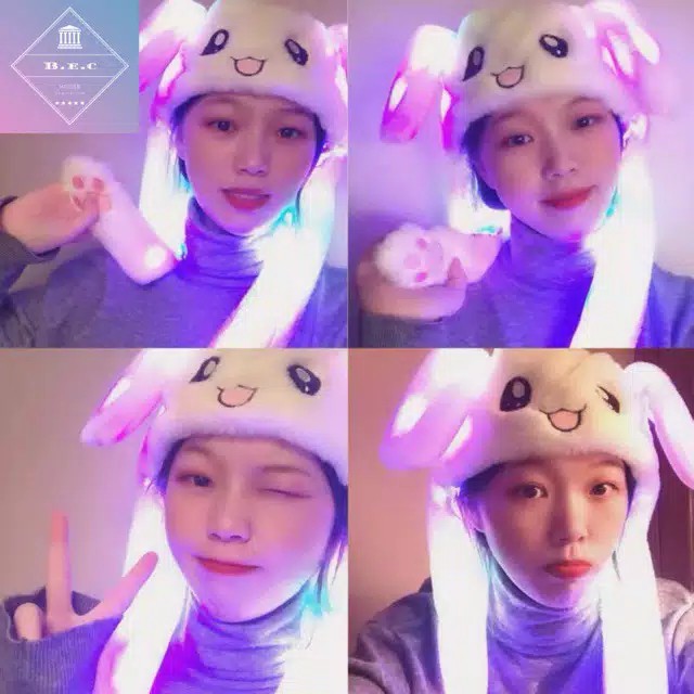 LS 030 - BUNNY HAT DANCING TOPI CUTE IMPORT KARAKTER DENGAN KUPING GERAK RABBIT EAR CAP IMPORT