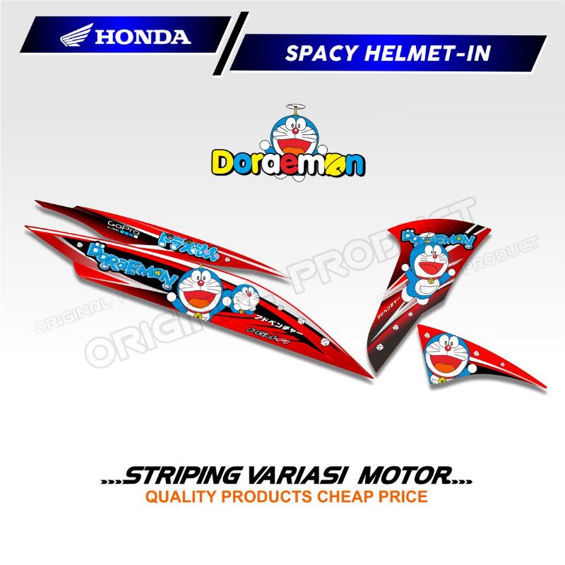 Striping motor HONDA SPACY HELMET-IN lis model DORAEMON