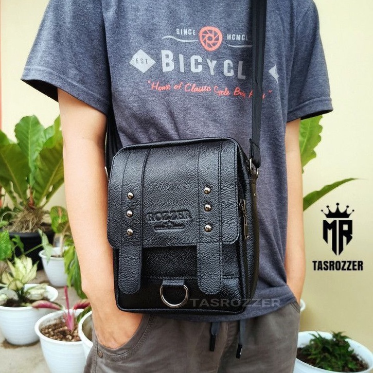 Tas selempang kulit pria original asli garut terbaru merk ROZZER